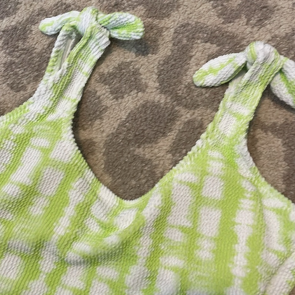 Kona Sol Crinkle Lime Green Tie Dye One Piece M - Picture 2 of 5